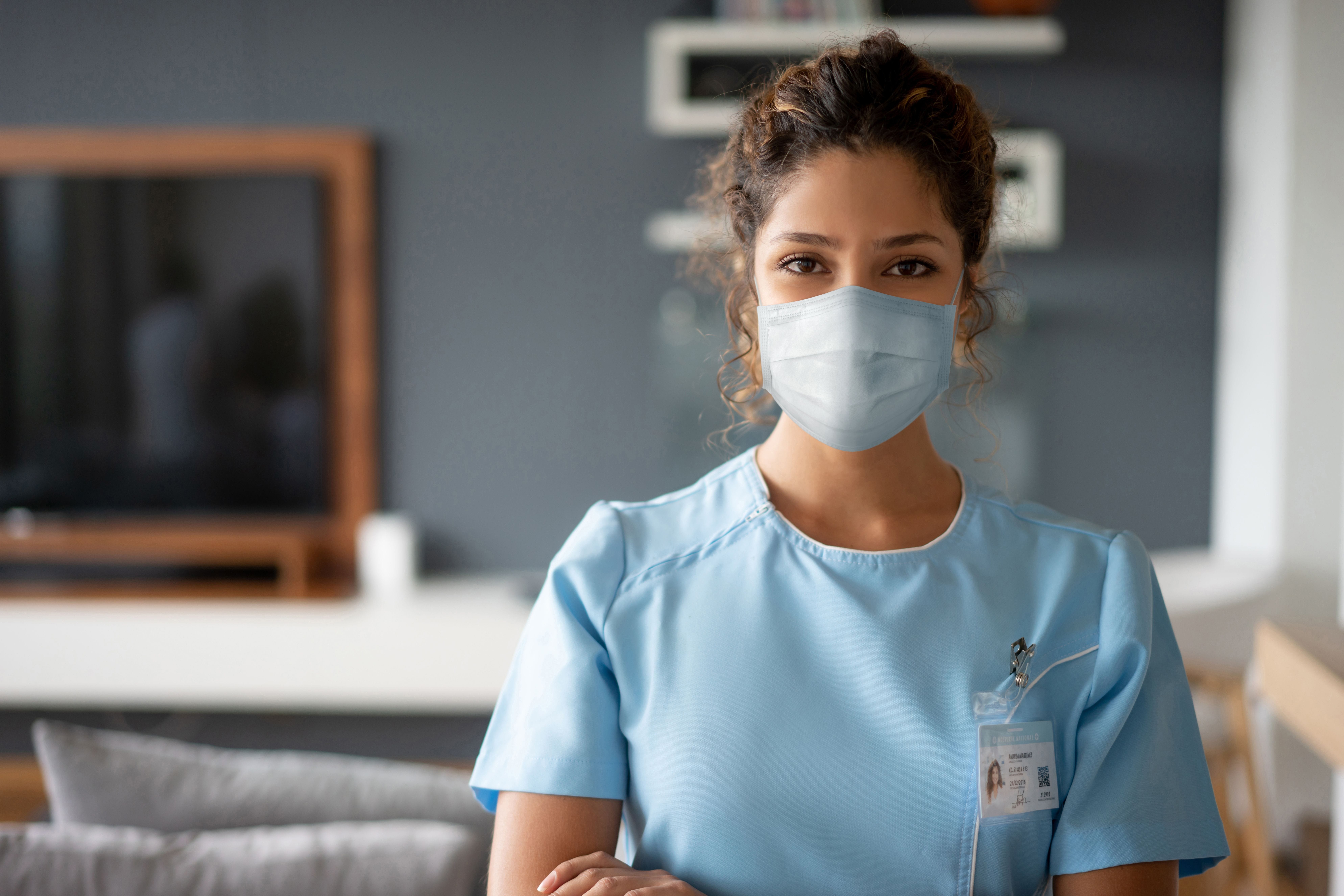 Nurse poses with mask on Nurse poses with mask on
